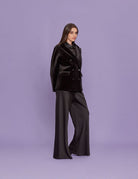 caban velluto liscio nero - Frida SRL