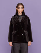 caban velluto liscio nero - Frida SRL
