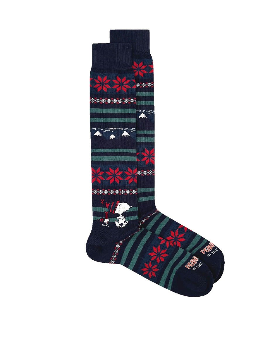 calze snoopy christmas stripes blu navy - in the box - calze