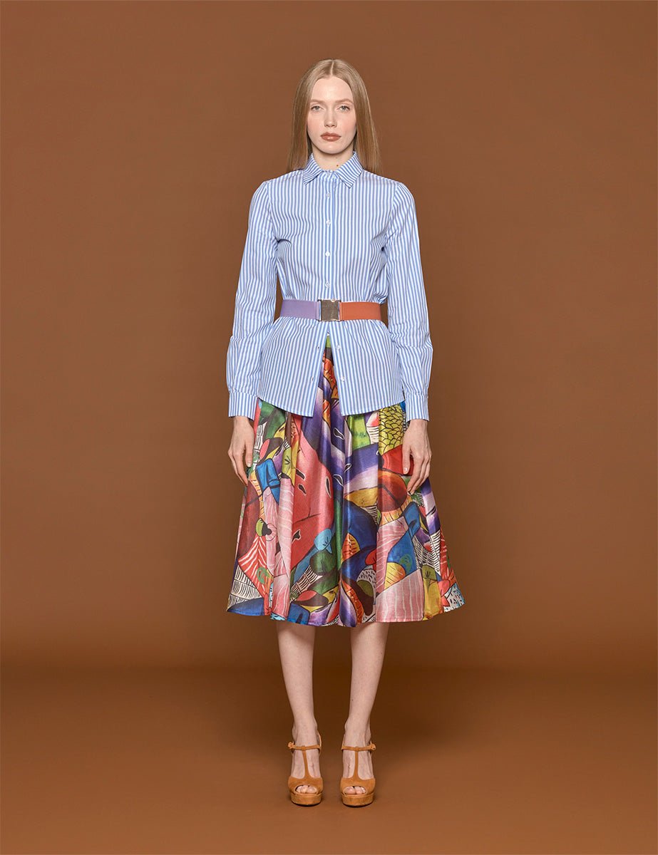 camicia bastoncino azzurro - stella jean - camicia manica lunga
