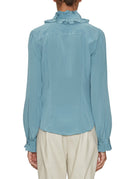 camicia catroux seta rouches azzurro - ulla johnson - camicia manica lunga