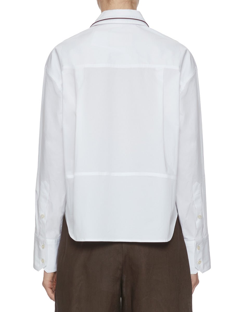 camicia collo contrasto bianco - plan c - camicia manica lunga