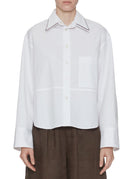 camicia collo contrasto bianco - plan c - camicia manica lunga
