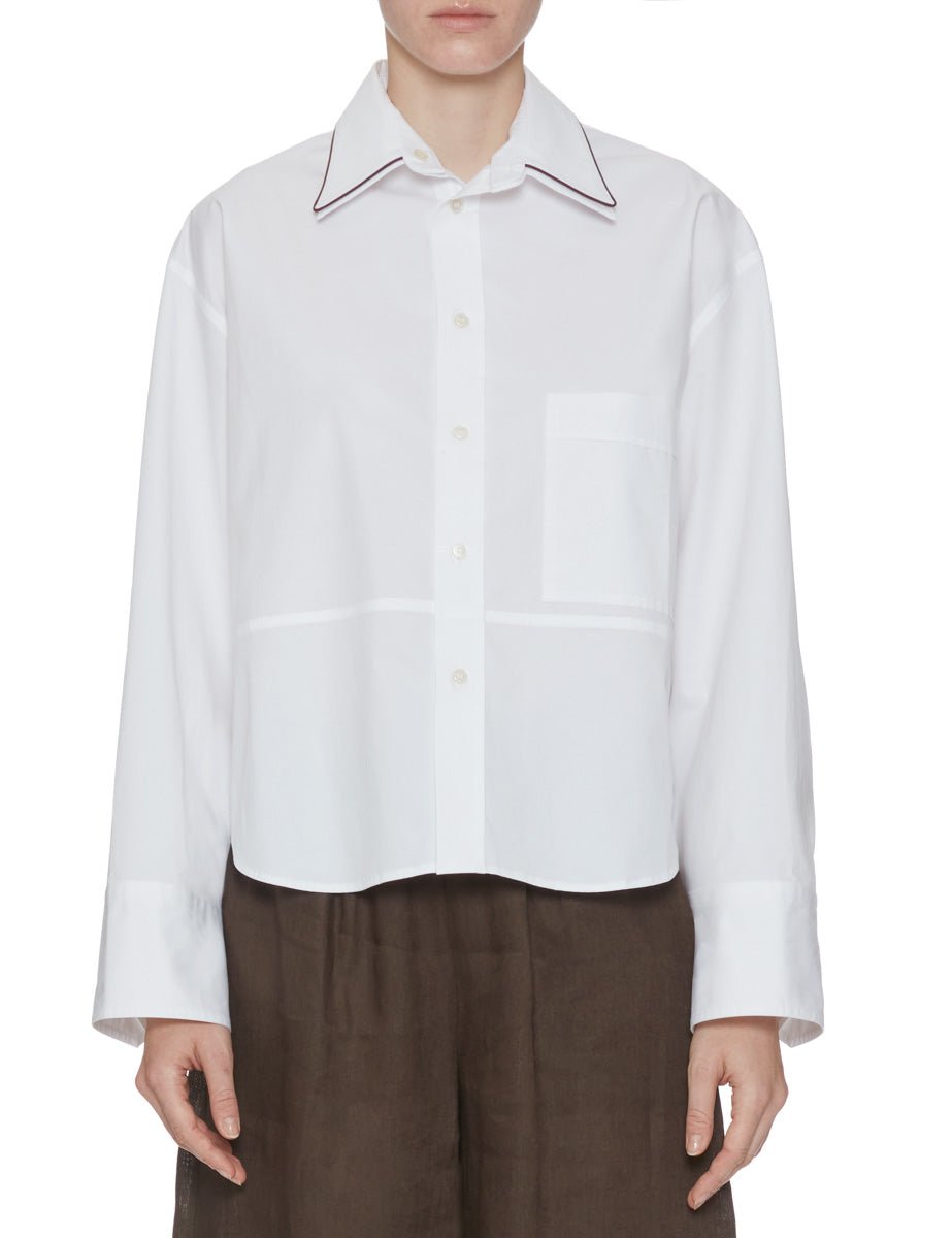 camicia collo contrasto bianco - plan c - camicia manica lunga