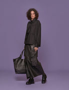 camicia cravatta popelin nero - the label edition - camicia manica lunga