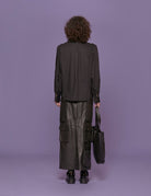 camicia cravatta popelin nero - the label edition - camicia manica lunga