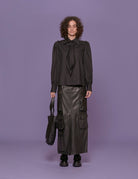 camicia cravatta popelin nero - the label edition - camicia manica lunga