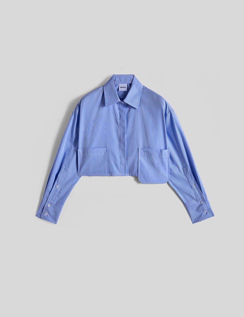 camicia cropped azzurro - aspesi - camicia manica lunga