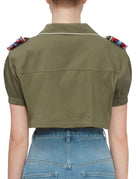 camicia cropped mostrine verde - stella jean - camicia manica corta