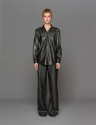 camicia ecopelle nero - blufrida - camicia manica lunga