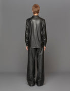 camicia ecopelle nero - blufrida - camicia manica lunga