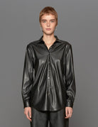 camicia ecopelle nero - blufrida - camicia manica lunga