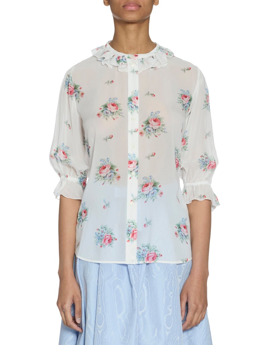camicia fantasia floreale bianco - vivetta - camicia manica lunga