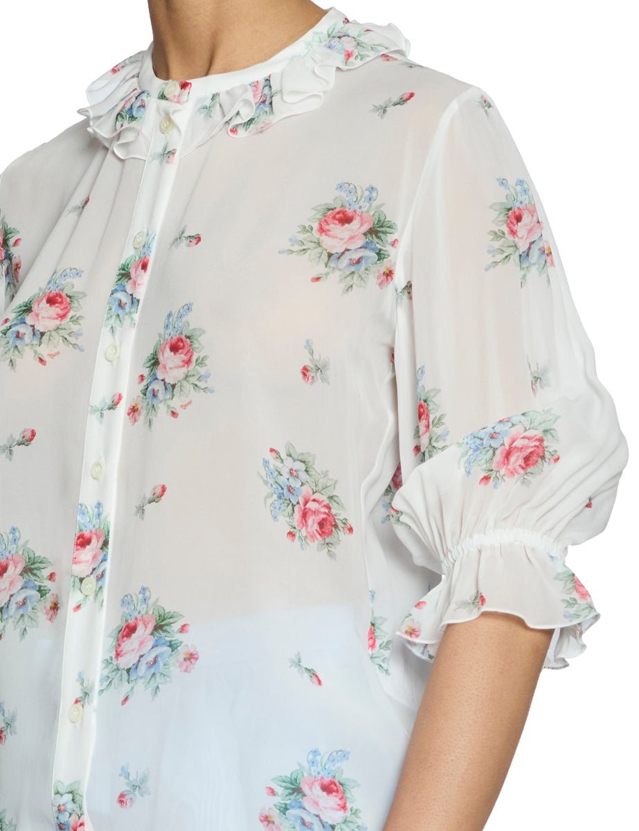 camicia fantasia floreale bianco - Frida SRL