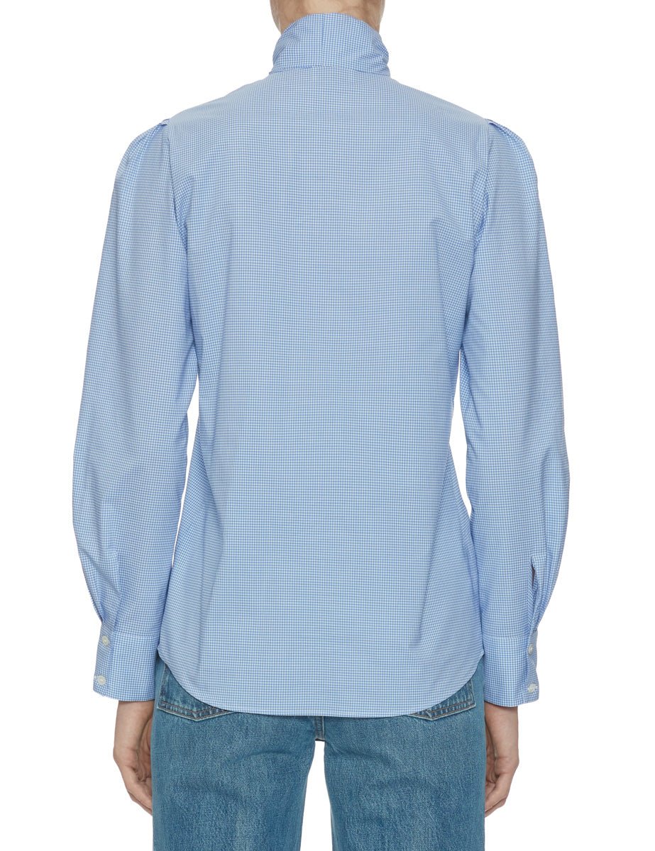 camicia fiocco vichy bianco azzurro - mazzarelli - camicia manica lunga