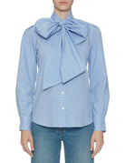 camicia fiocco vichy bianco azzurro - mazzarelli - camicia manica lunga