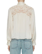 camicia lenora fiocco seta chalk - ulla johnson - camicia manica lunga
