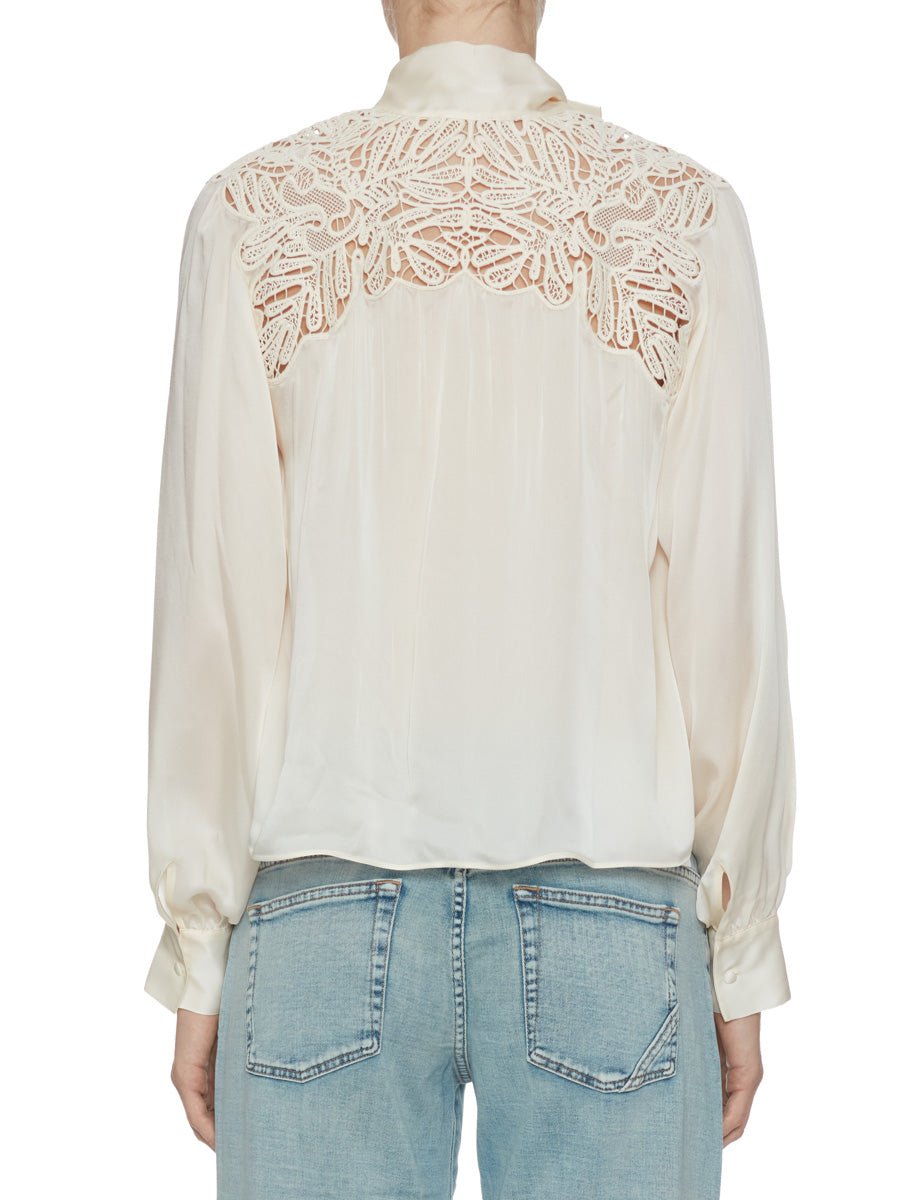 camicia lenora fiocco seta chalk - ulla johnson - camicia manica lunga