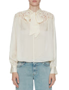 camicia lenora fiocco seta chalk - ulla johnson - camicia manica lunga