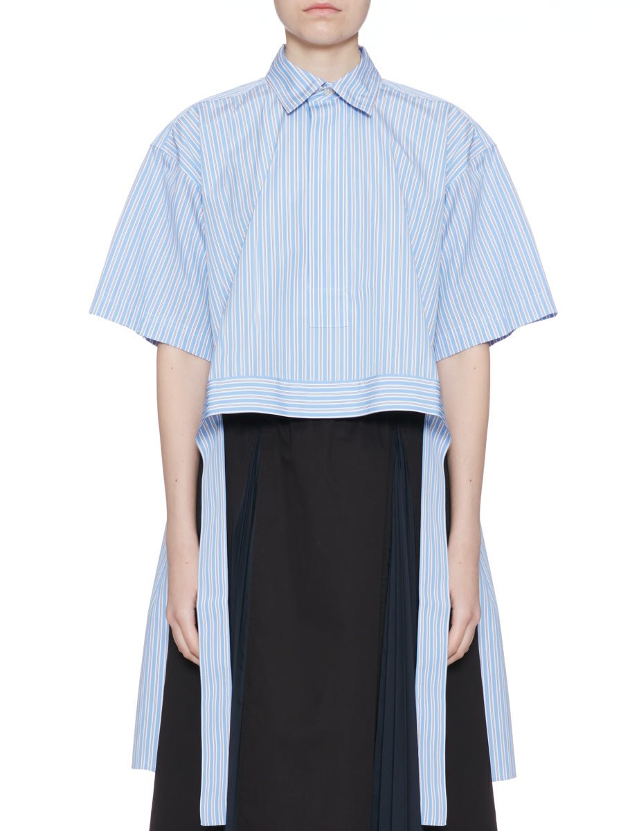 camicia manica corta righe azzurro bianco - plan c - camicia manica corta