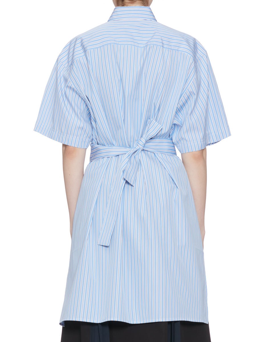 camicia manica corta righe azzurro bianco - plan c - camicia manica corta