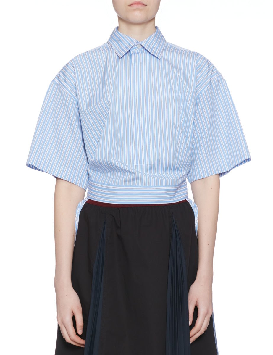 camicia manica corta righe azzurro bianco - plan c - camicia manica corta