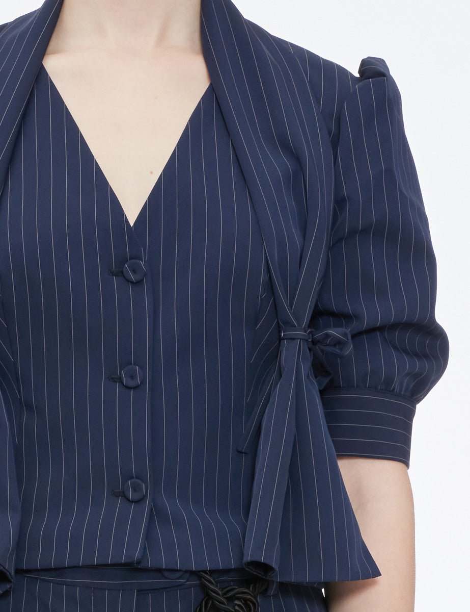 camicia manica sbuffo blu stripes - vivetta - camicia manica corta