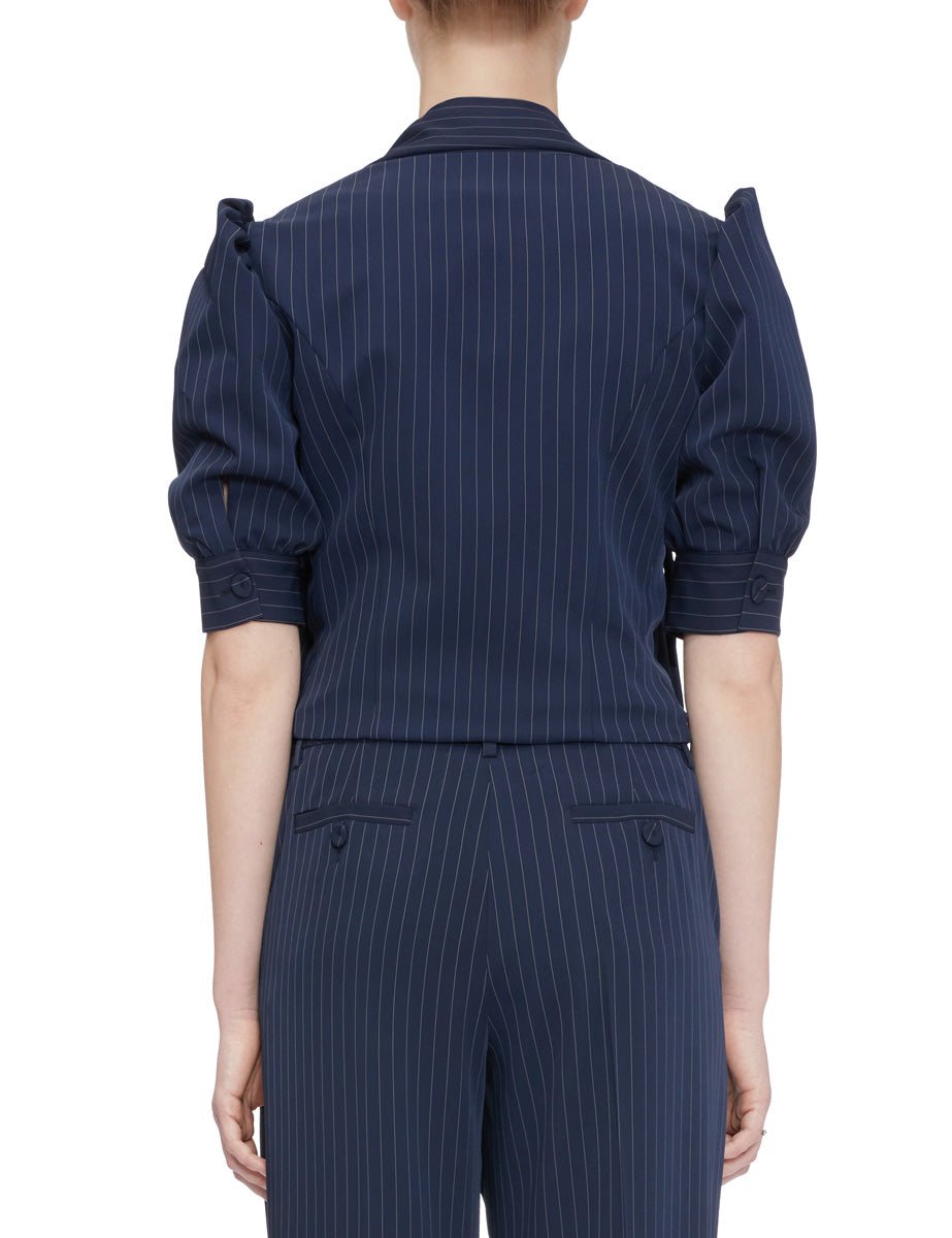 camicia manica sbuffo blu stripes - vivetta - camicia manica corta