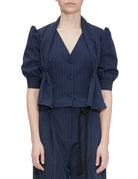 camicia manica sbuffo blu stripes - vivetta - camicia manica corta