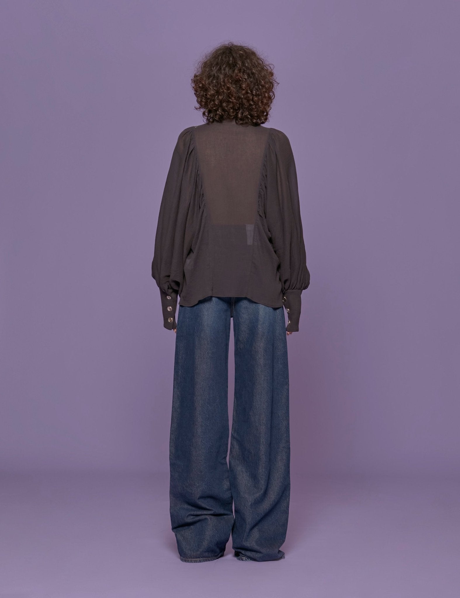 camicia manica sbuffo fiocco nero - the label edition - camicia manica lunga