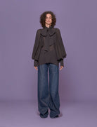 camicia manica sbuffo fiocco nero - the label edition - camicia manica lunga