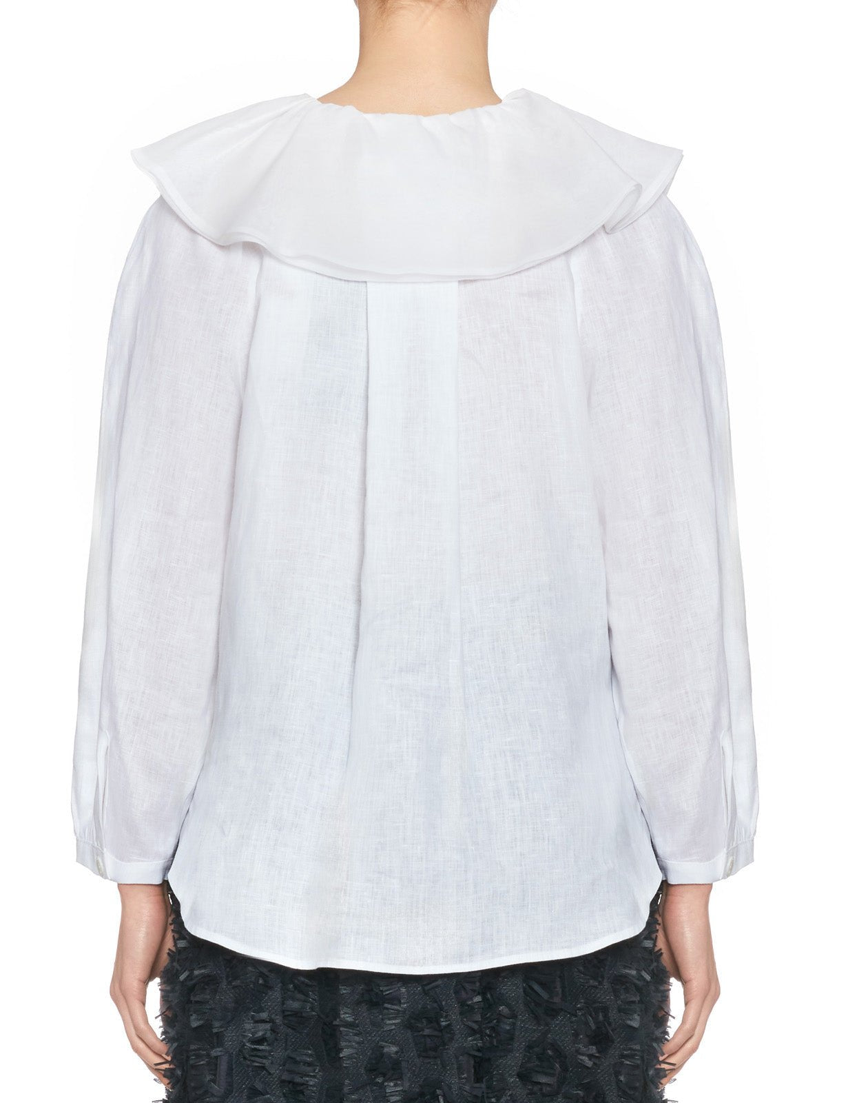 camicia motivo collo organza bianco - beatrice b - camicia manica lunga