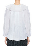 camicia motivo collo organza bianco - beatrice b - camicia manica lunga