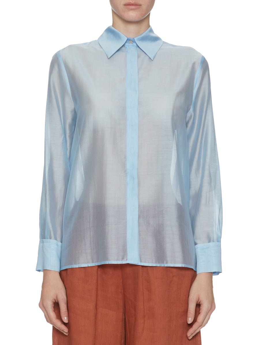 camicia mussola dritta azzurro - blufrida - camicia manica lunga