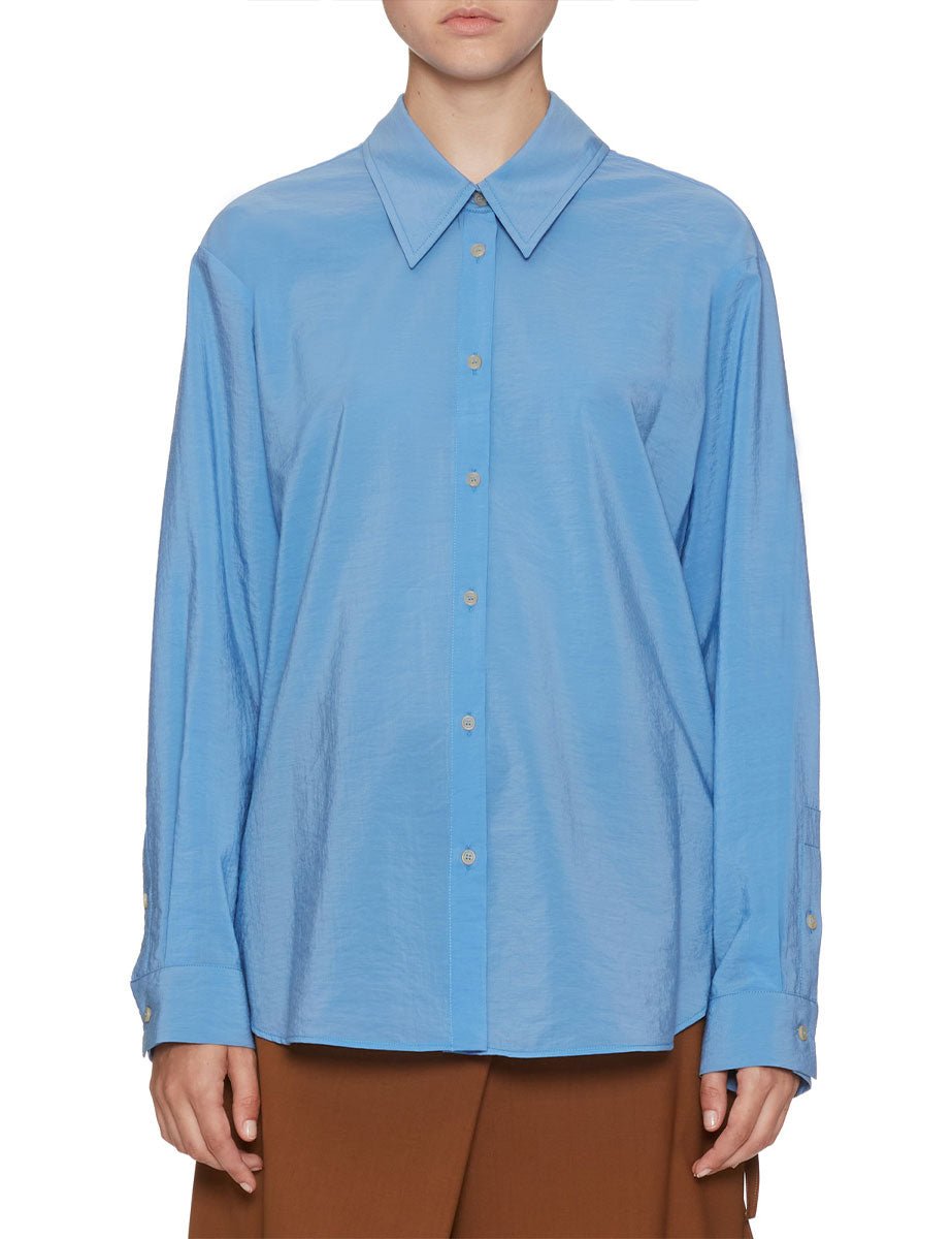 camicia organza di lana celeste - alysi - camicia manica lunga