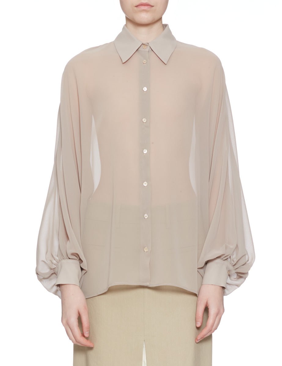 camicia over chiffon pietra - blufrida - camicia manica lunga