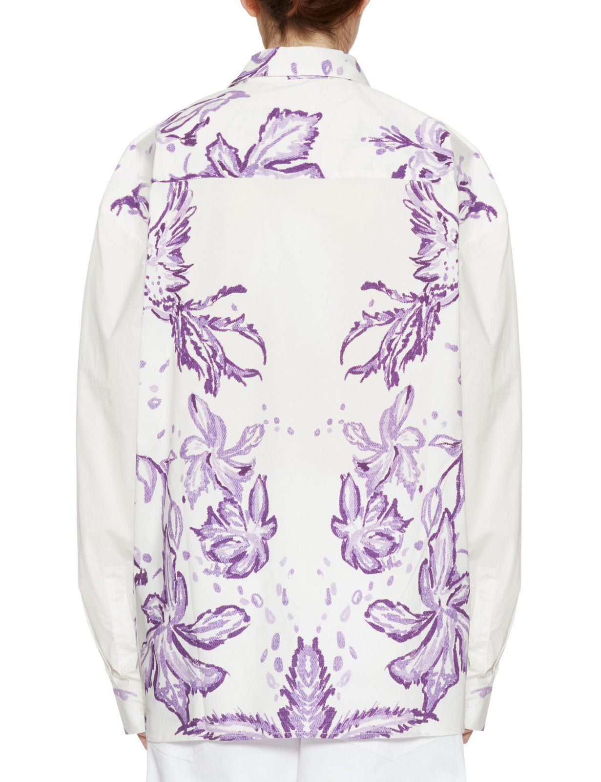 camicia over cotone bianco lilla - stella jean - camicia manica lunga