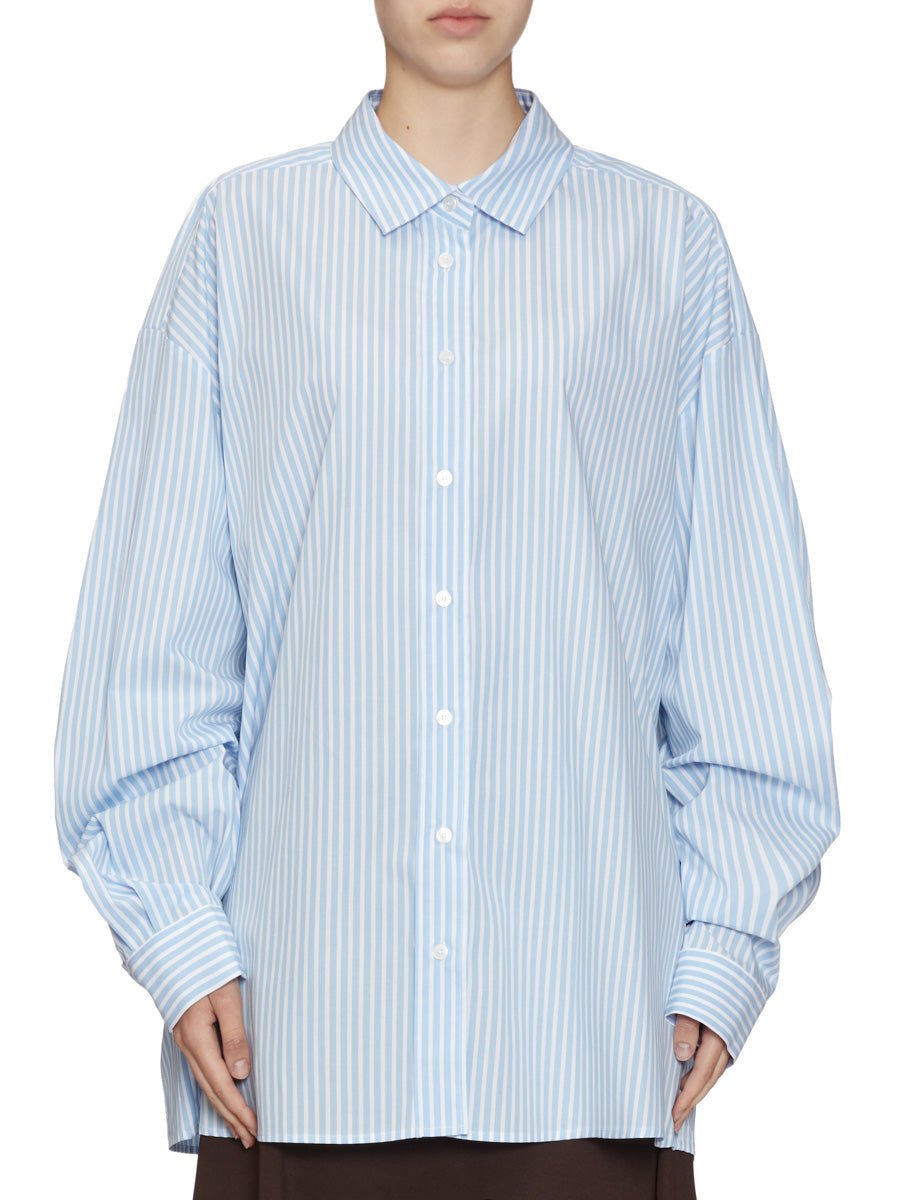 camicia over cotone riga azzurro bianco - stella jean - camicia manica lunga