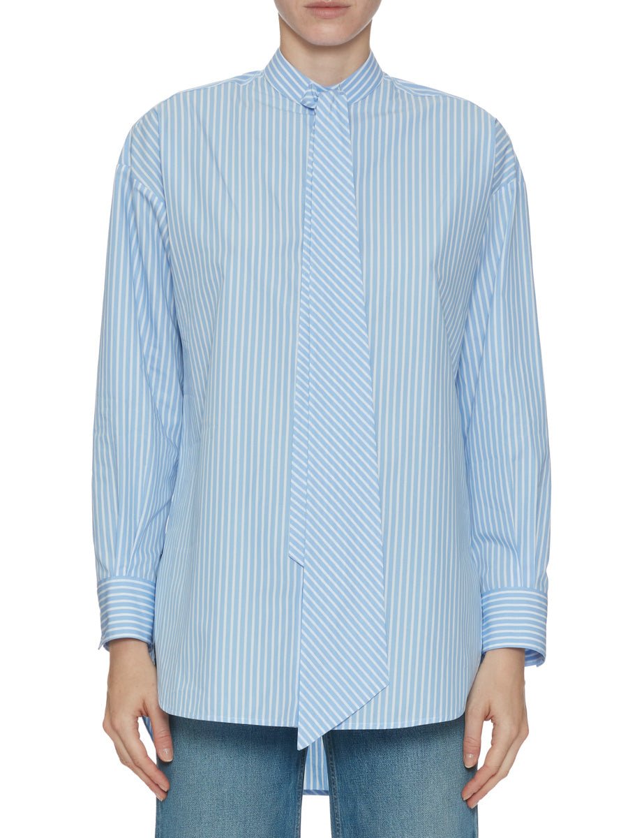camicia over cravatta riga bianco azzurro - mazzarelli - camicia manica lunga