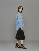 camicia over gessato azzurro moro - stella jean - camicia manica lunga