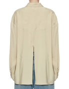 camicia over perline crema - alysi - camicia manica lunga