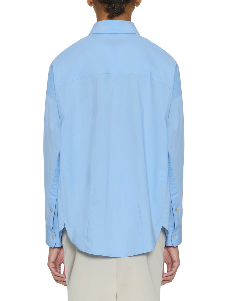 camicia over popeline celeste - blufrida - camicia manica lunga