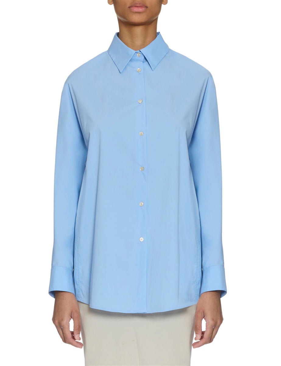camicia over popeline celeste - blufrida - camicia manica lunga