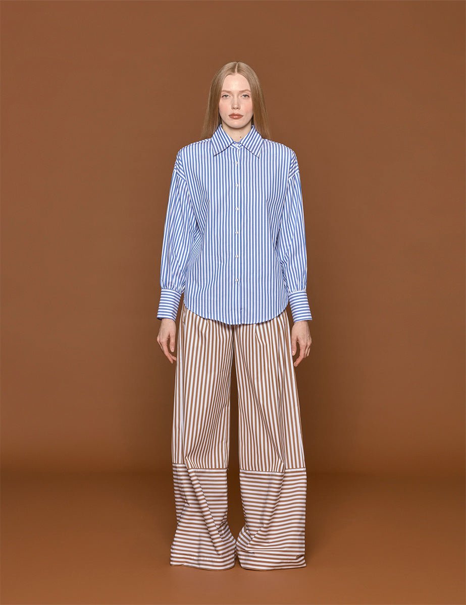 camicia over riga bianco blu - blufrida - camicia manica lunga