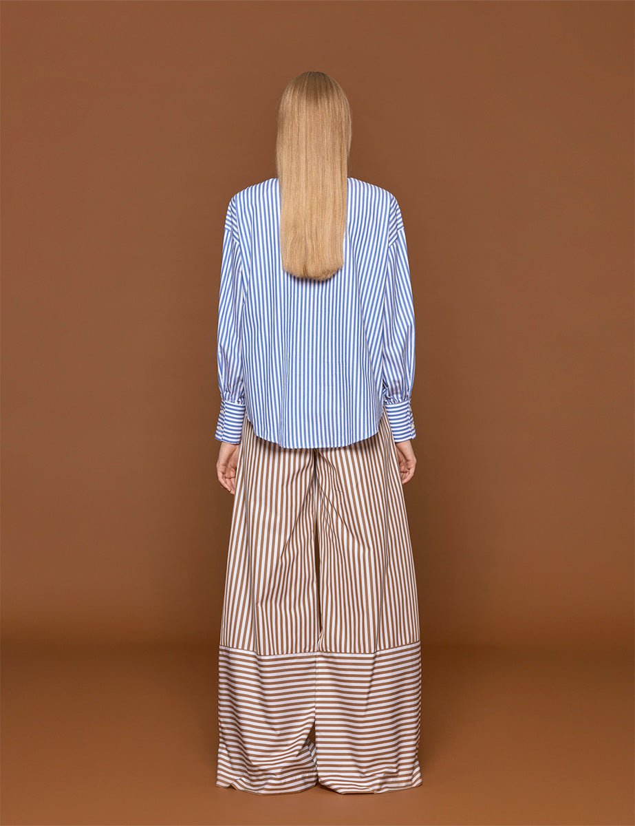 camicia over riga bianco blu - blufrida - camicia manica lunga