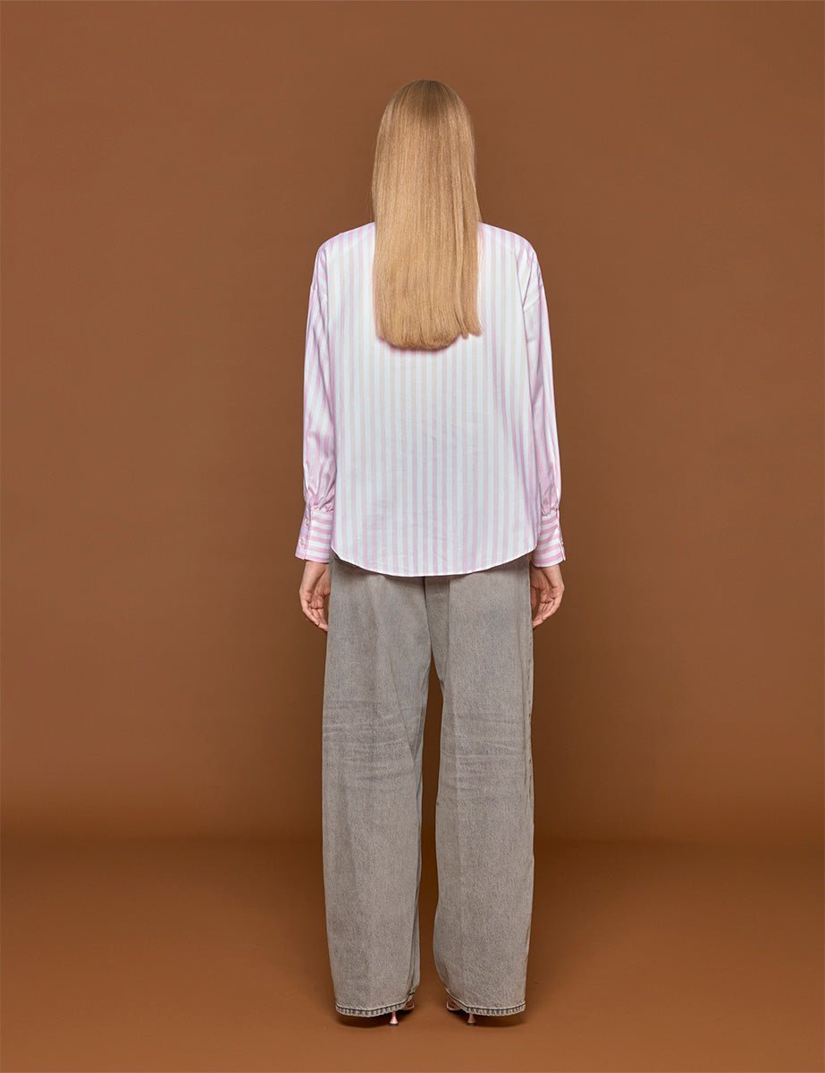 camicia over riga bianco rosa - blufrida - camicia manica lunga