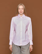 camicia over riga bianco rosa - blufrida - camicia manica lunga