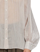 camicia over righine cotone seta beige - Frida SRL