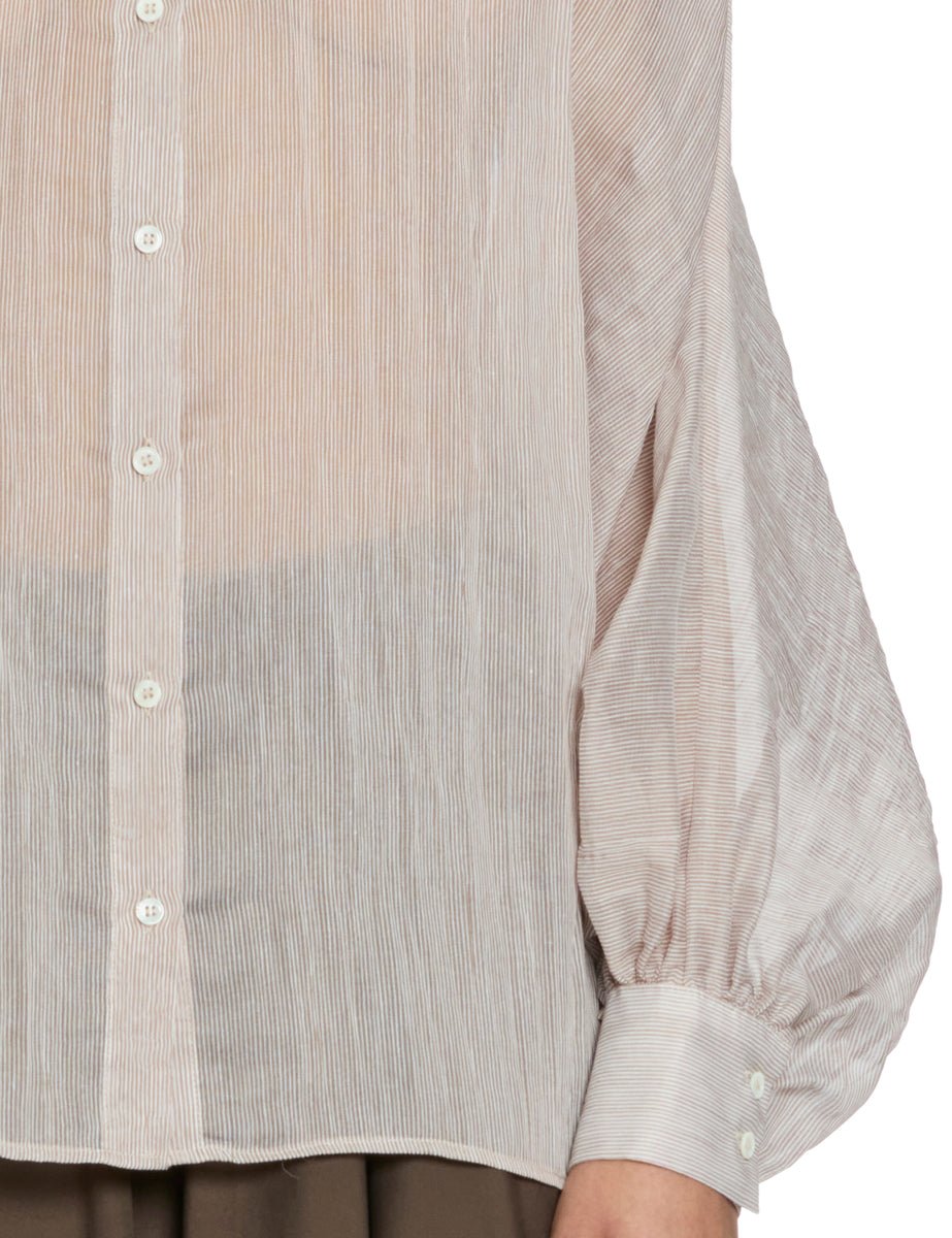 camicia over righine cotone seta beige - Frida SRL
