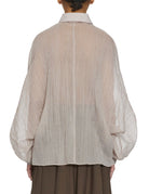 camicia over righine cotone seta beige - Frida SRL